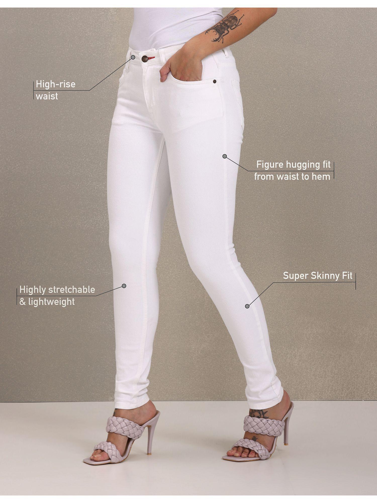 women white twill weave super skinny fit jeans