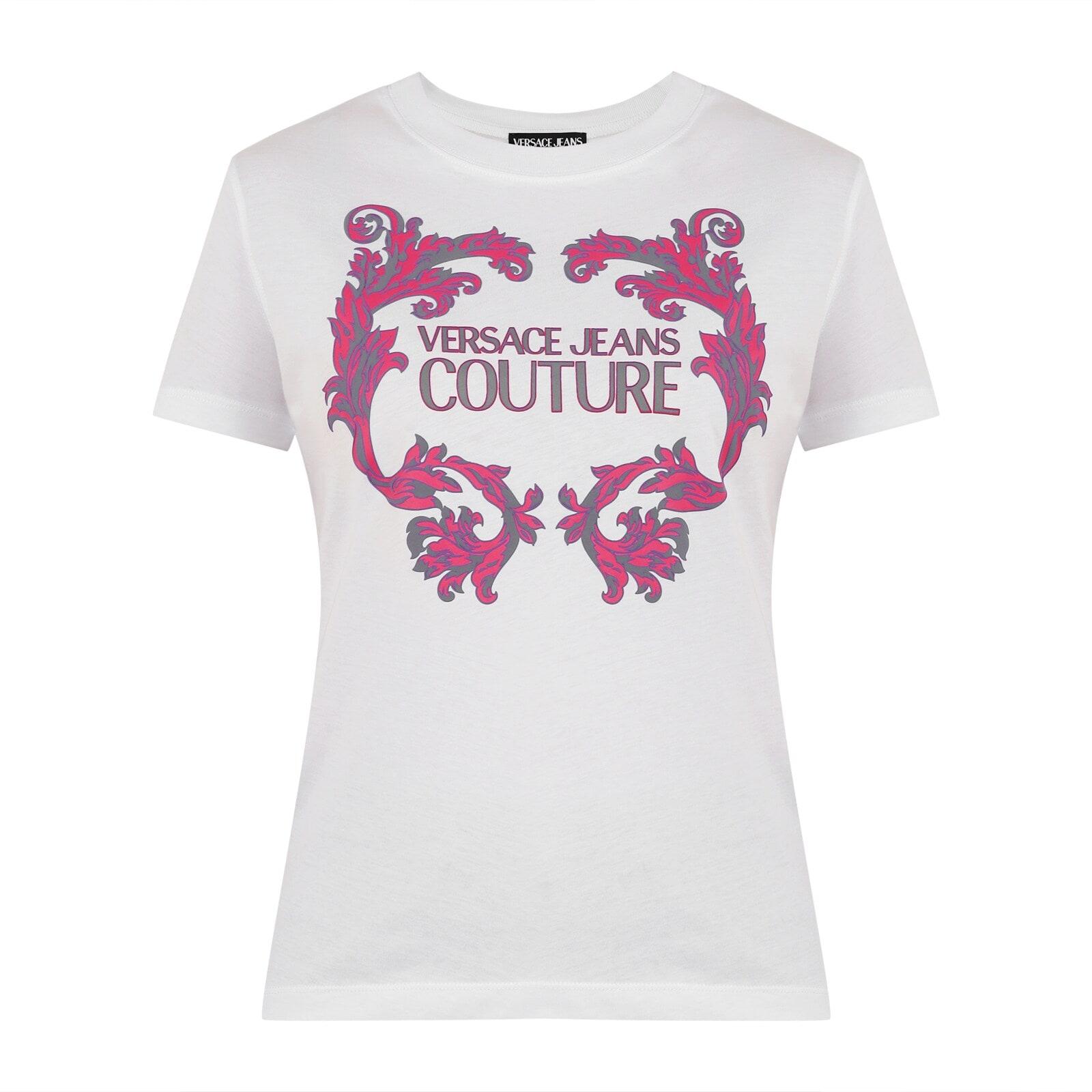 women white vjc branding with baroque print t-shirt