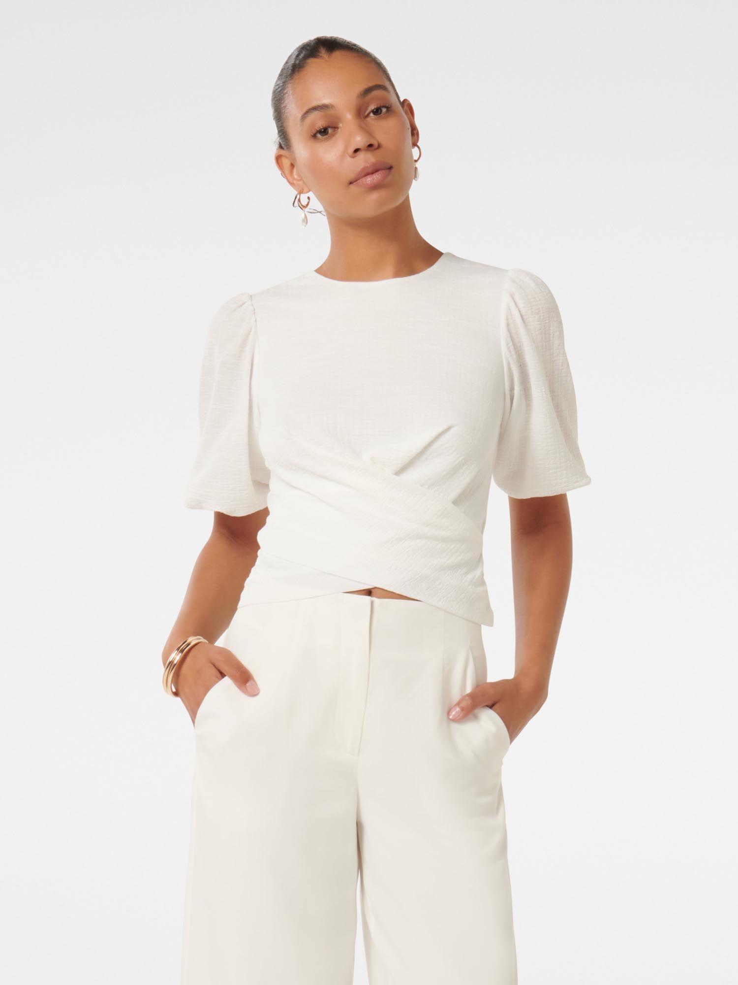 women white willa wrap textured crop top