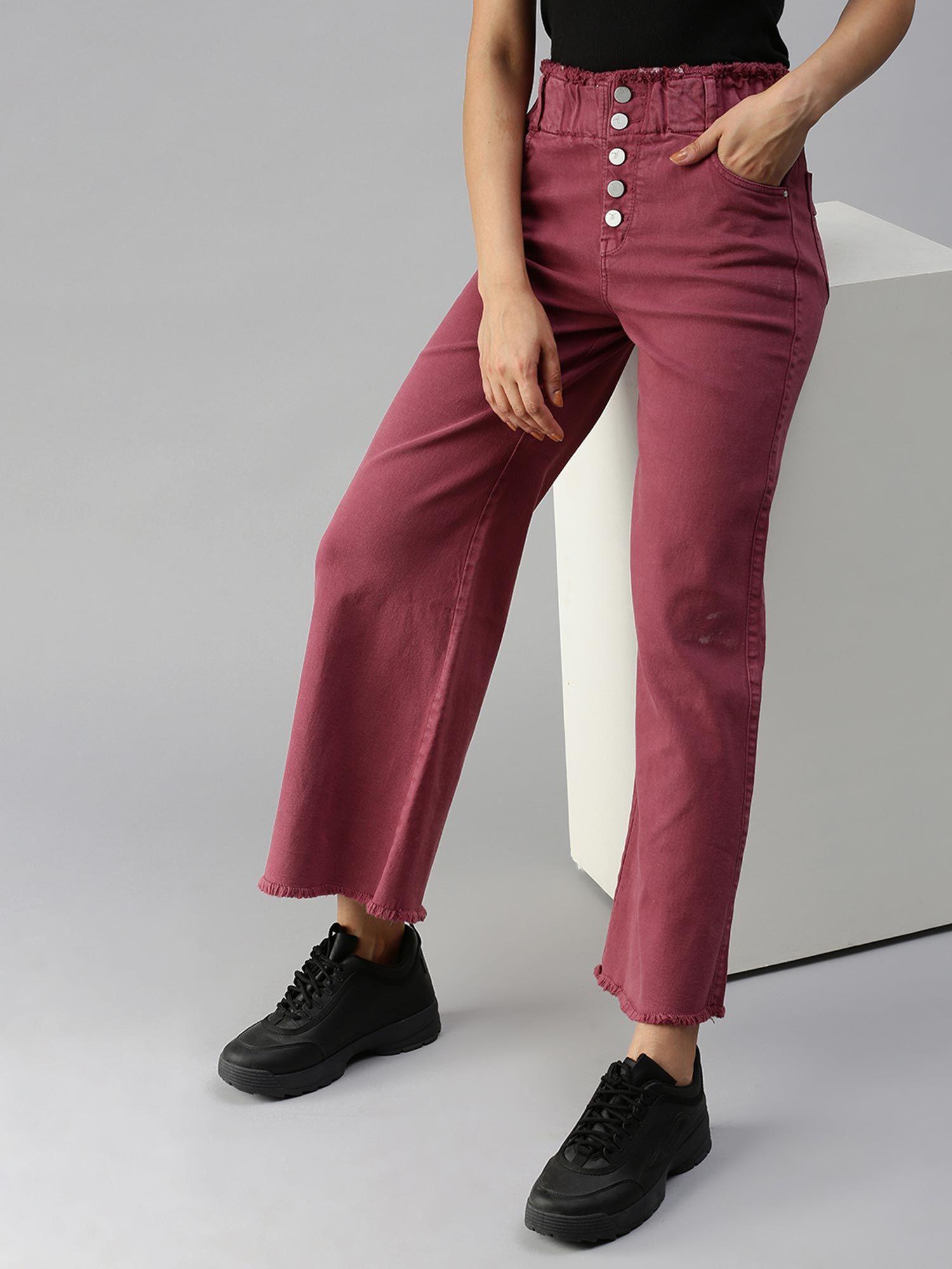 women wide high-rise mauve clean look jeans