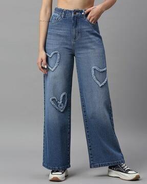 women wide jeans with insert pockets