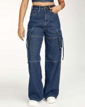 women wide jeans with insert pockets