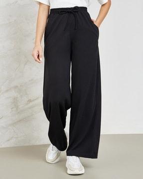 women wide joggers with drawstring waist & insert pockets