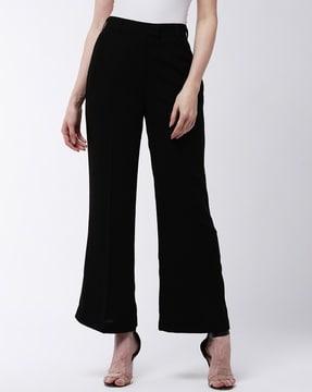 women wide-leg flat-front pants