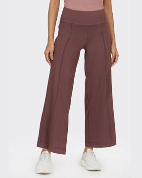 women wide leg flat-front trousers