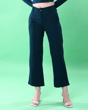 women wide-leg flat-front trousers