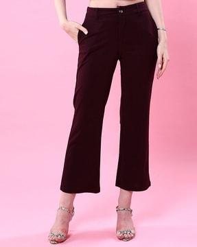 women wide-leg flat-front trousers