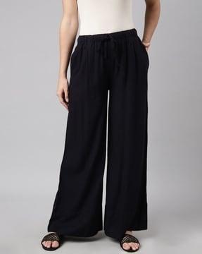 women wide-leg palazzos with drawstring waist