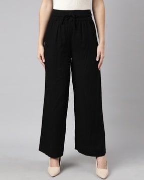 women wide-leg palazzos with drawstring waist