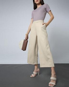 women wide leg pants with insert pockets