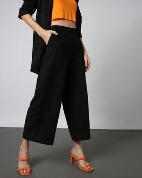 women wide leg pants with insert pockets