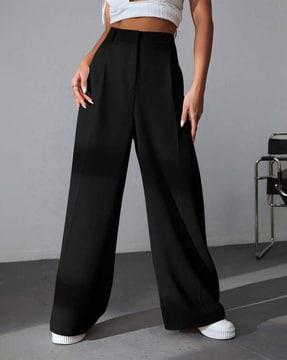 women wide-leg single-pleat trousers