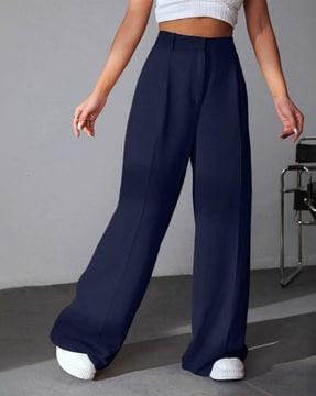 women wide-leg single-pleat trousers