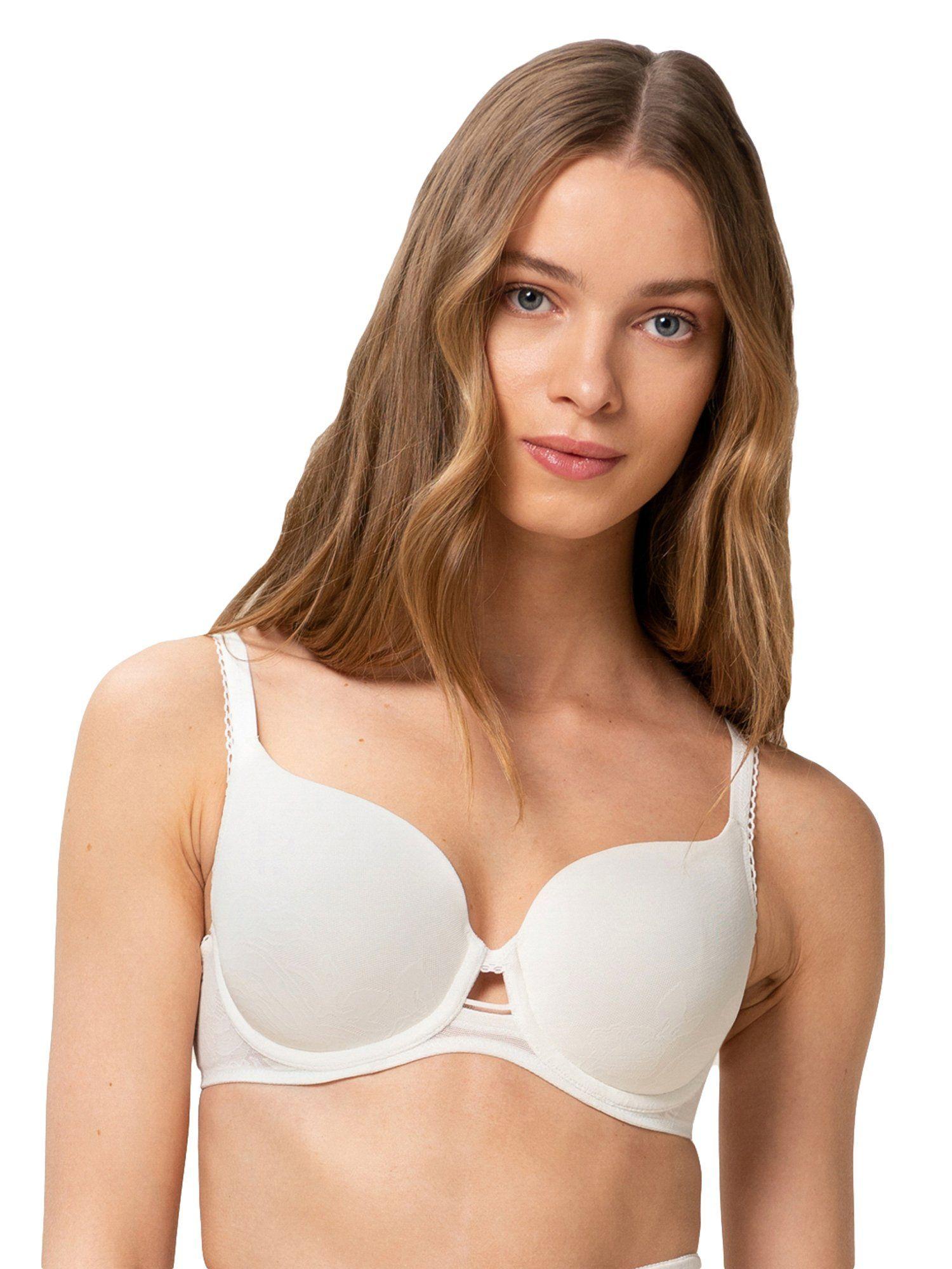 women wild rose sensation spacer-cup padded 3d flexi wired bra - white