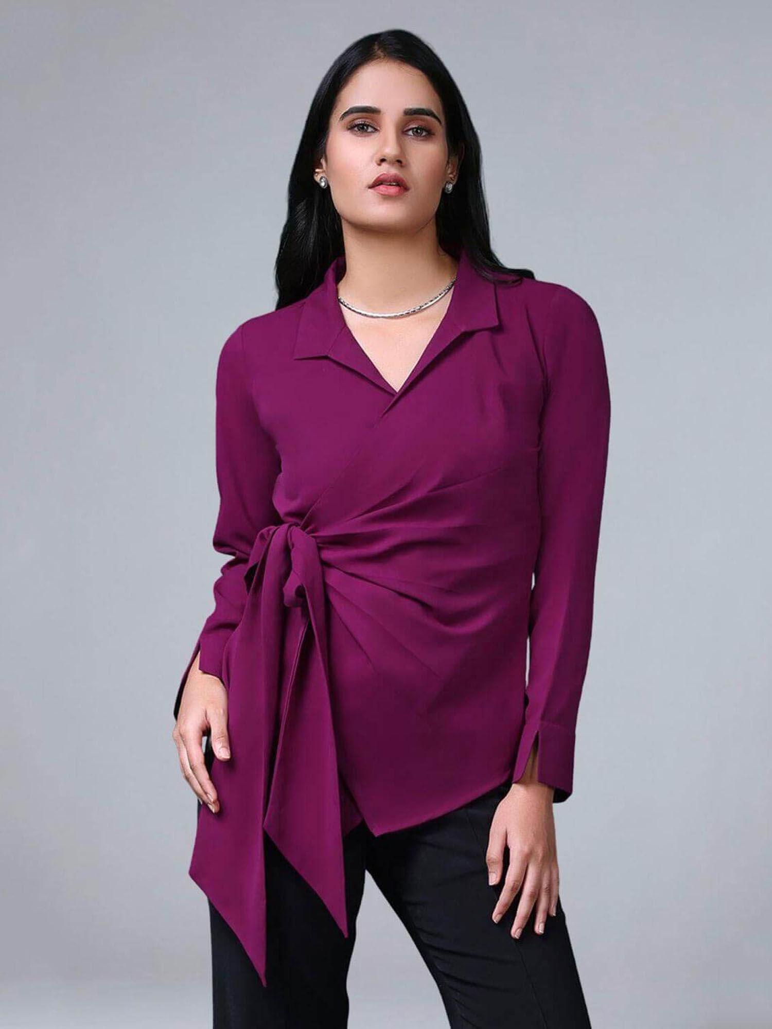 women wine statement wrap top