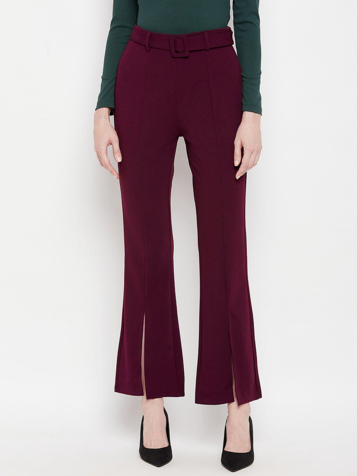 women wine trousers