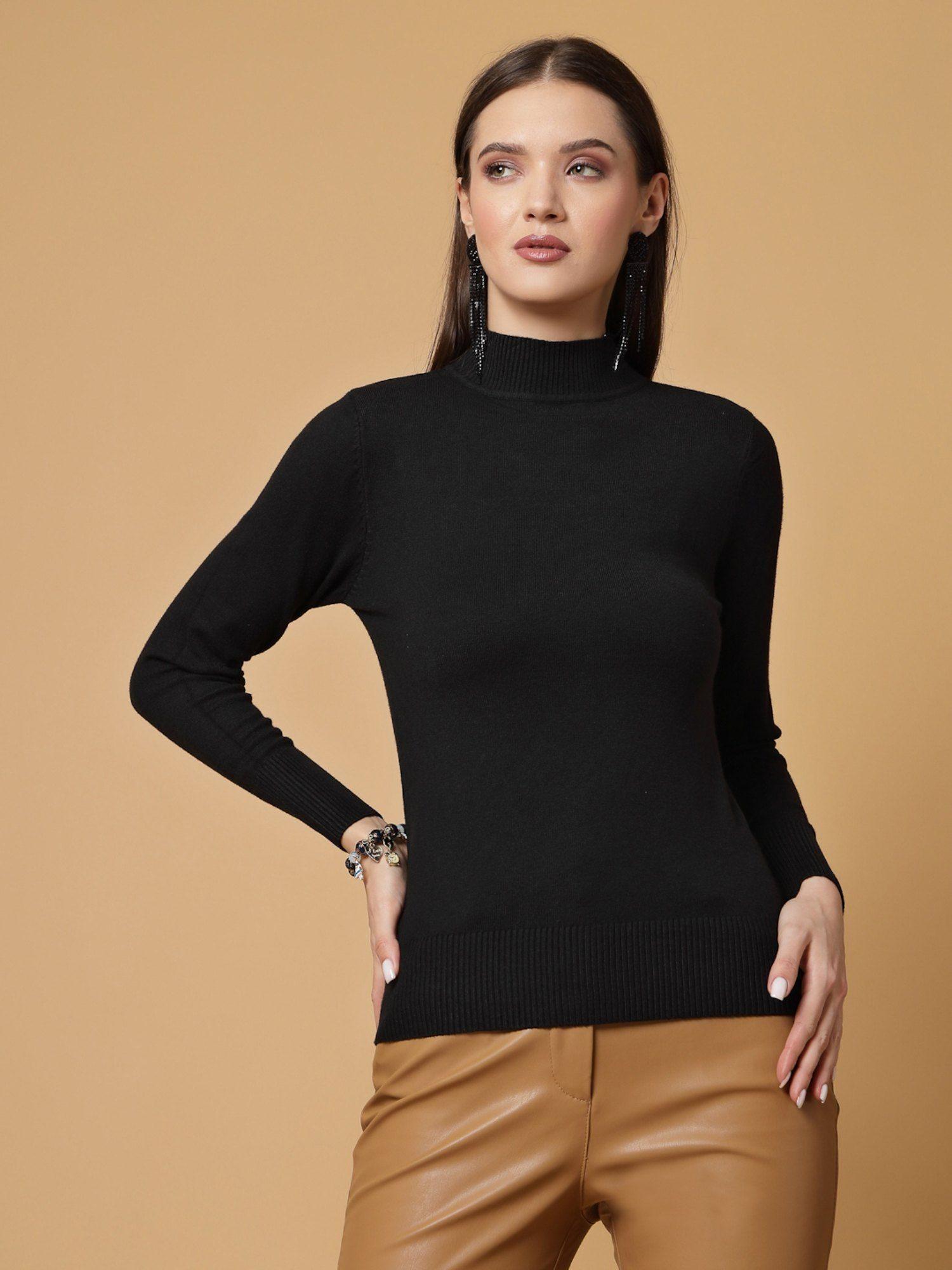 women winter wear basic black pullover