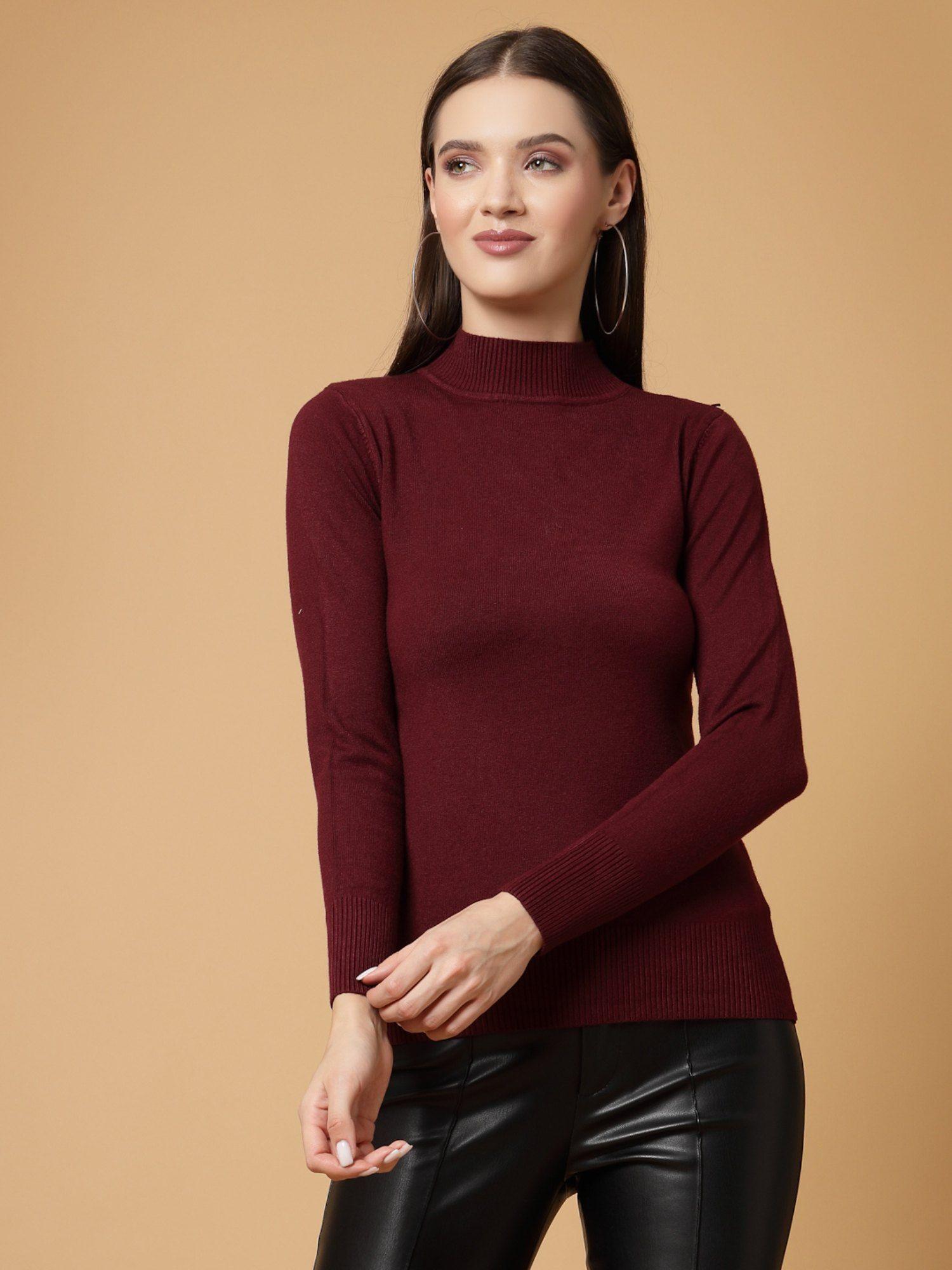 women winter wear basic maroon pullover