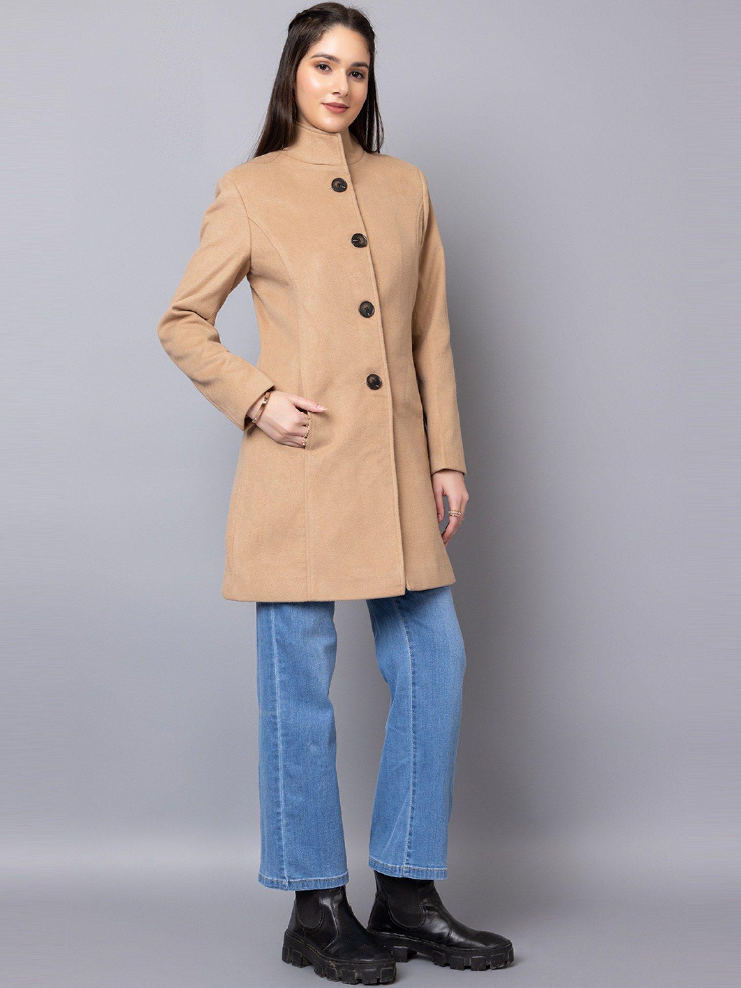 women winter wear stylish beige coat