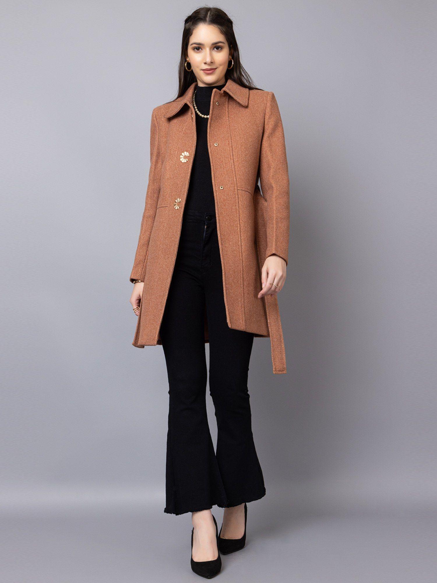 women winter wear stylish brown coat