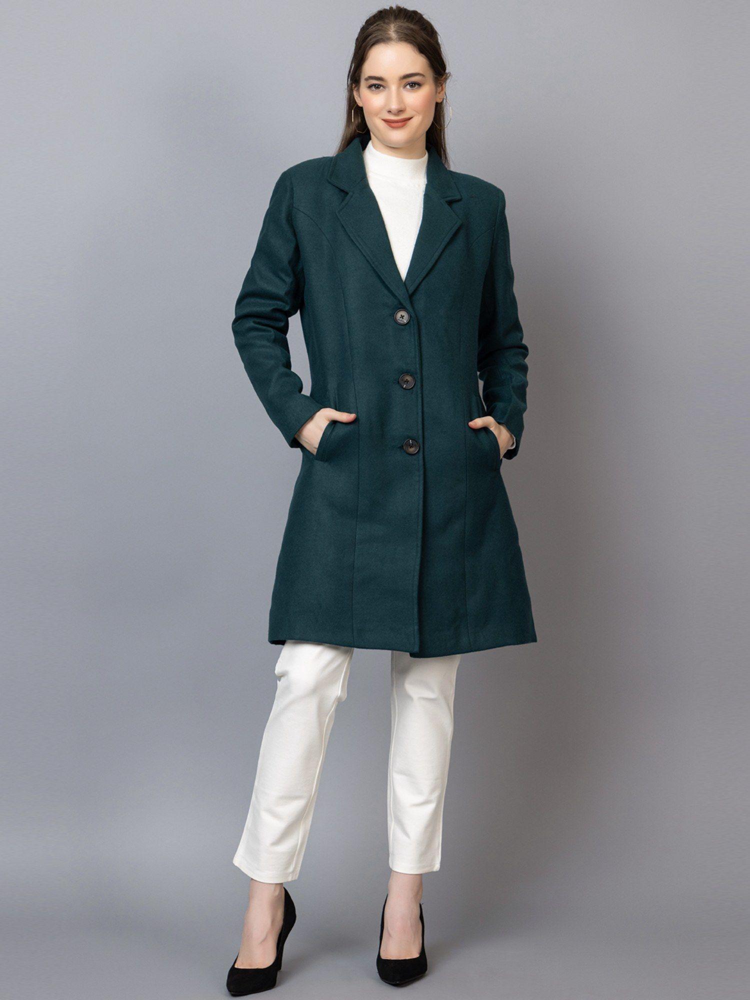 women winter wear stylish green coat