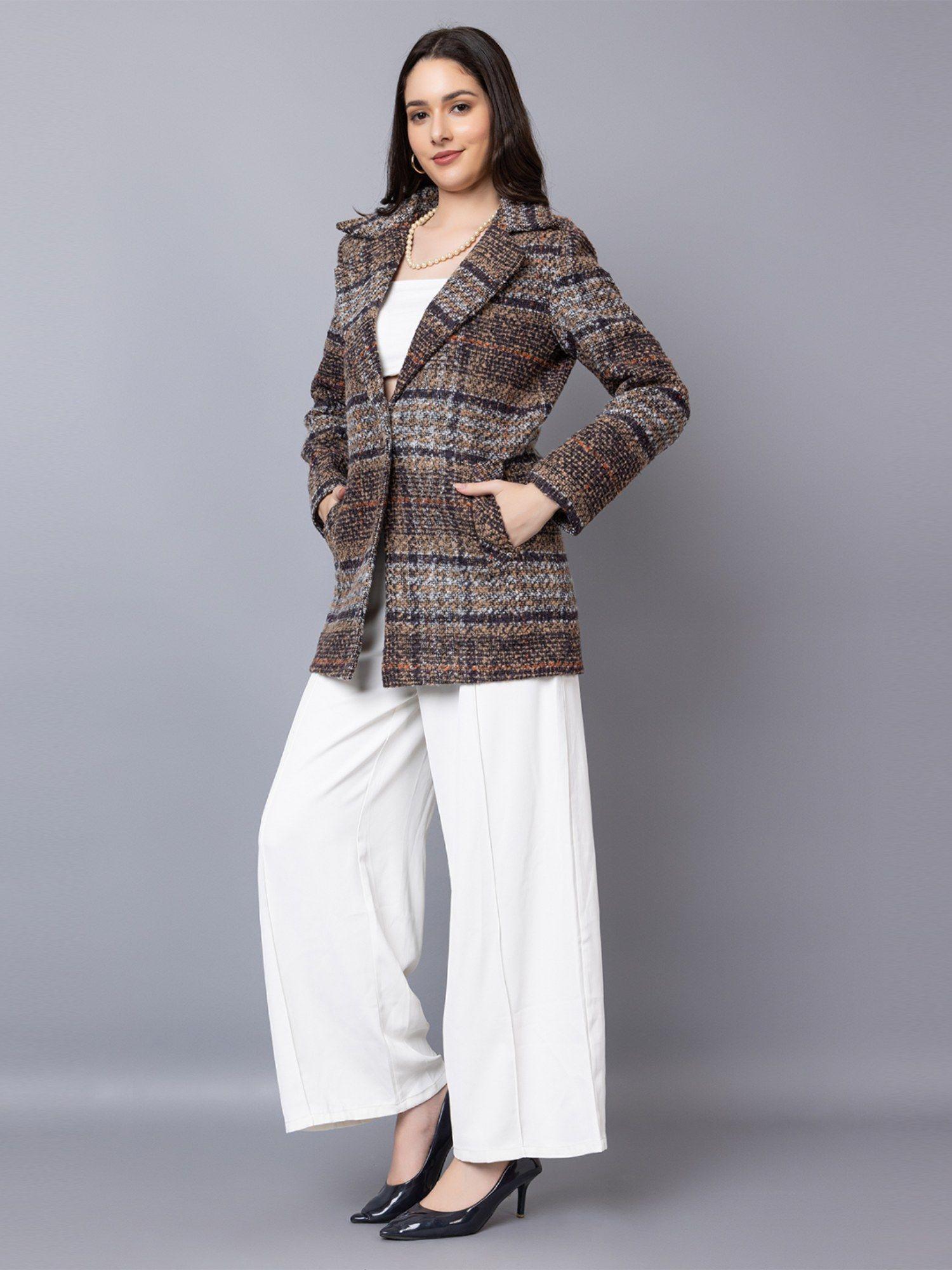 women winter wear stylish multicolor coat