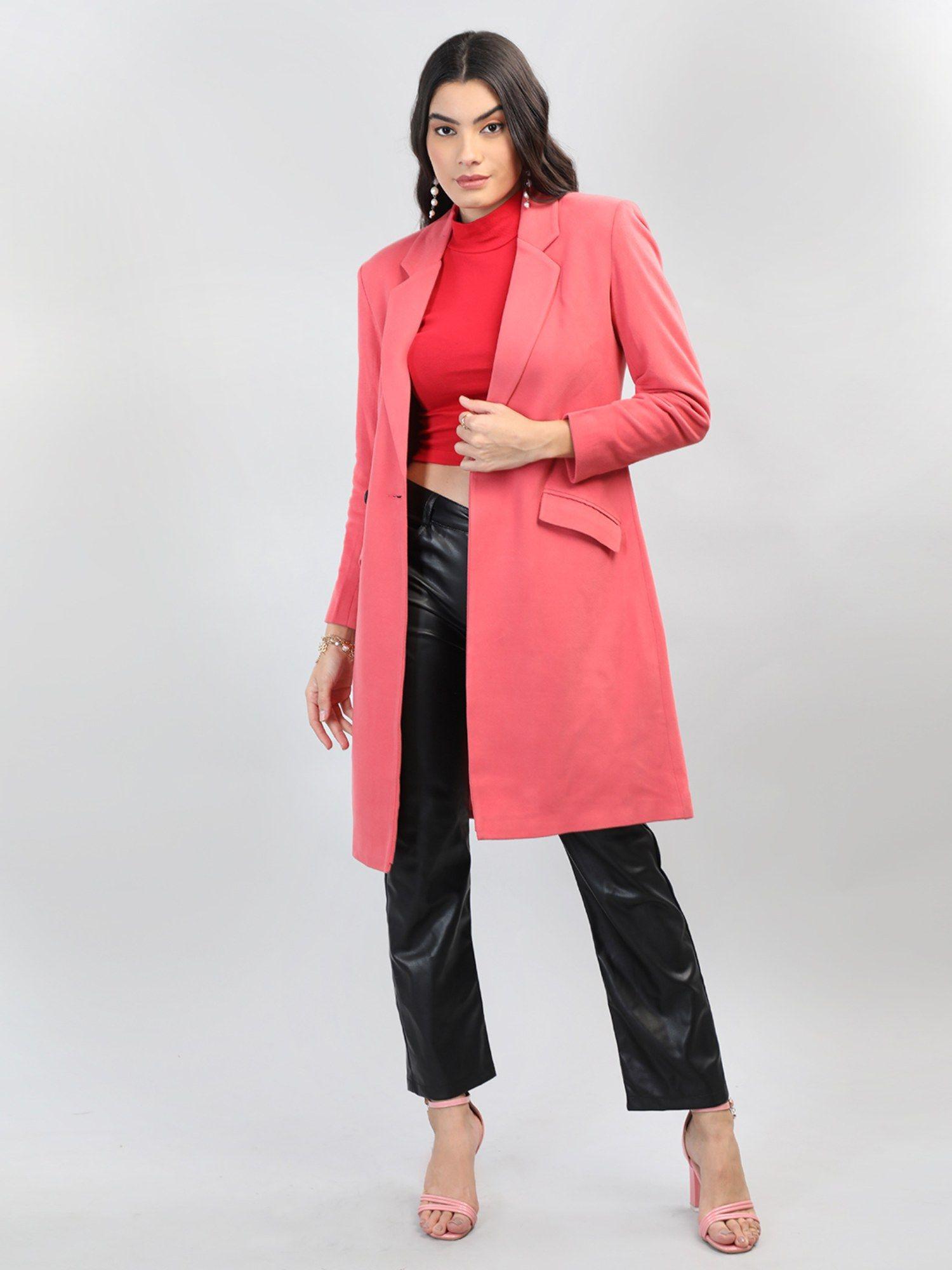 women winter wear stylish pink coat