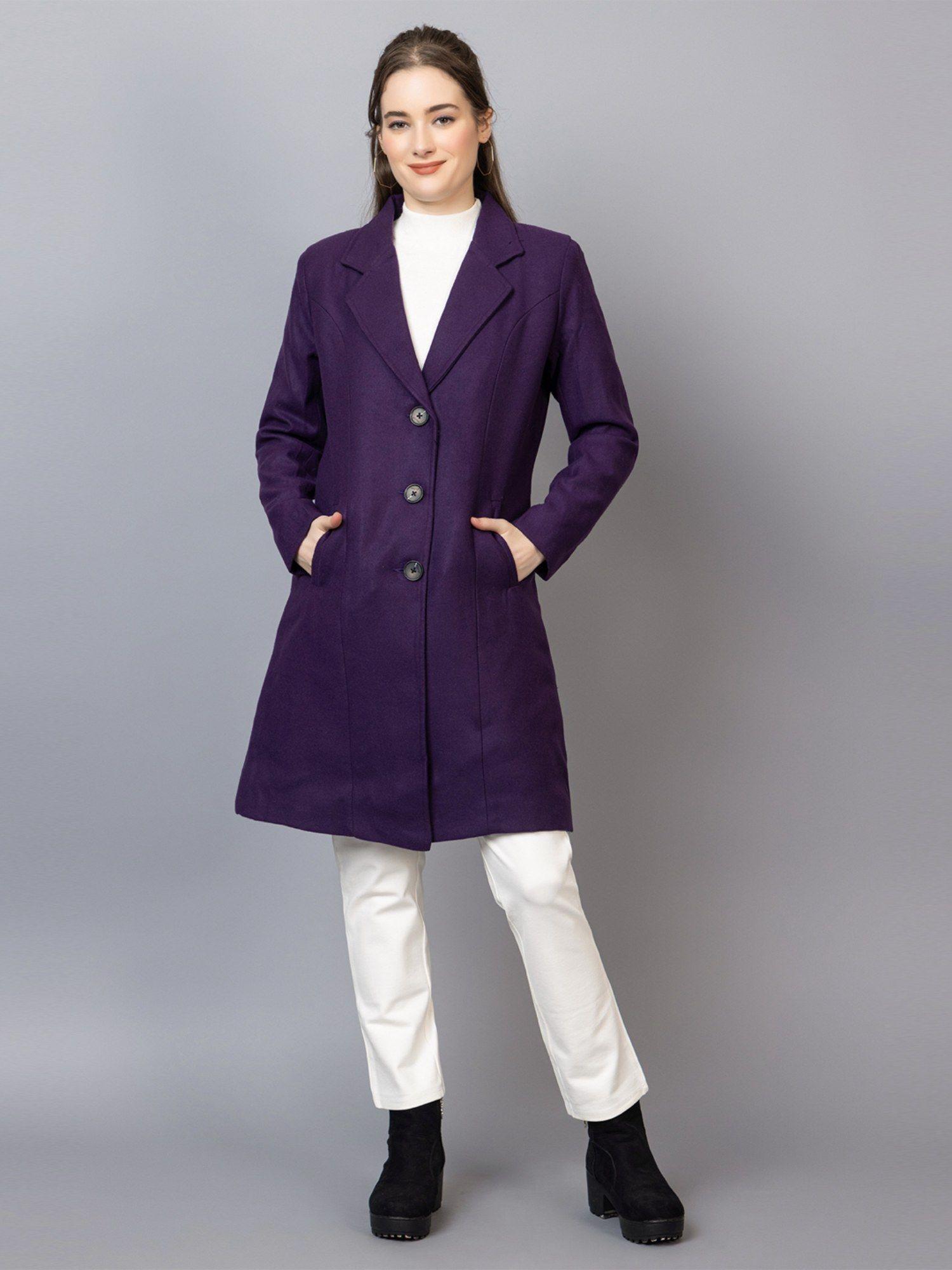 women winter wear stylish purple coat