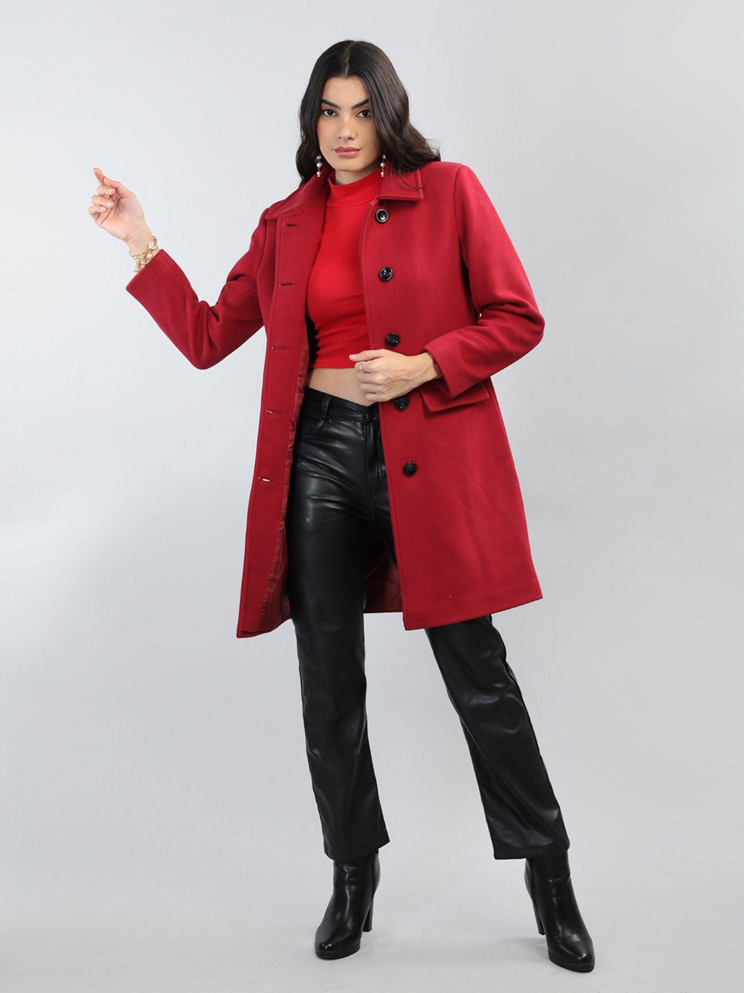 women winter wear stylish red coat