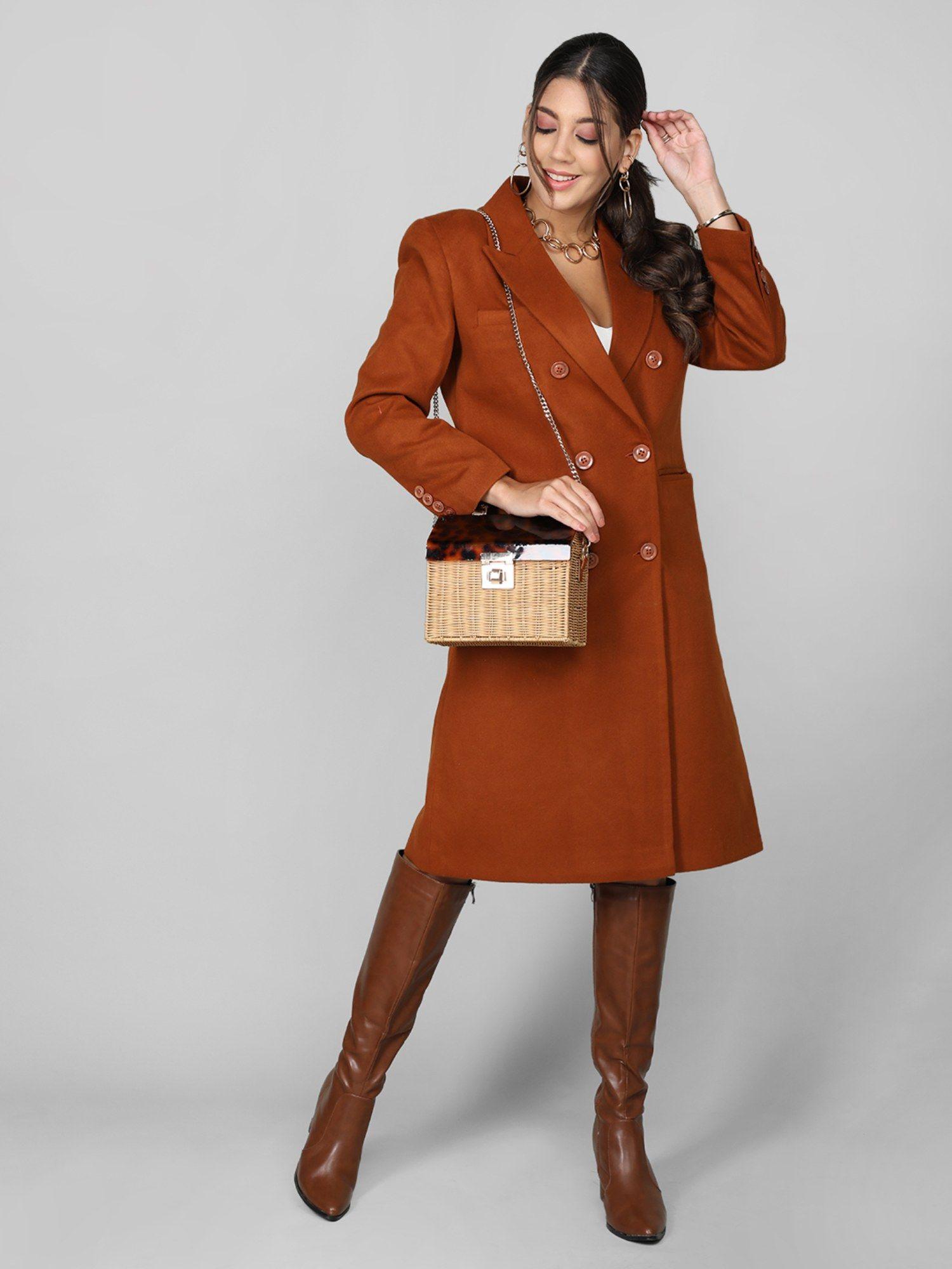 women winter wear stylish tan coat