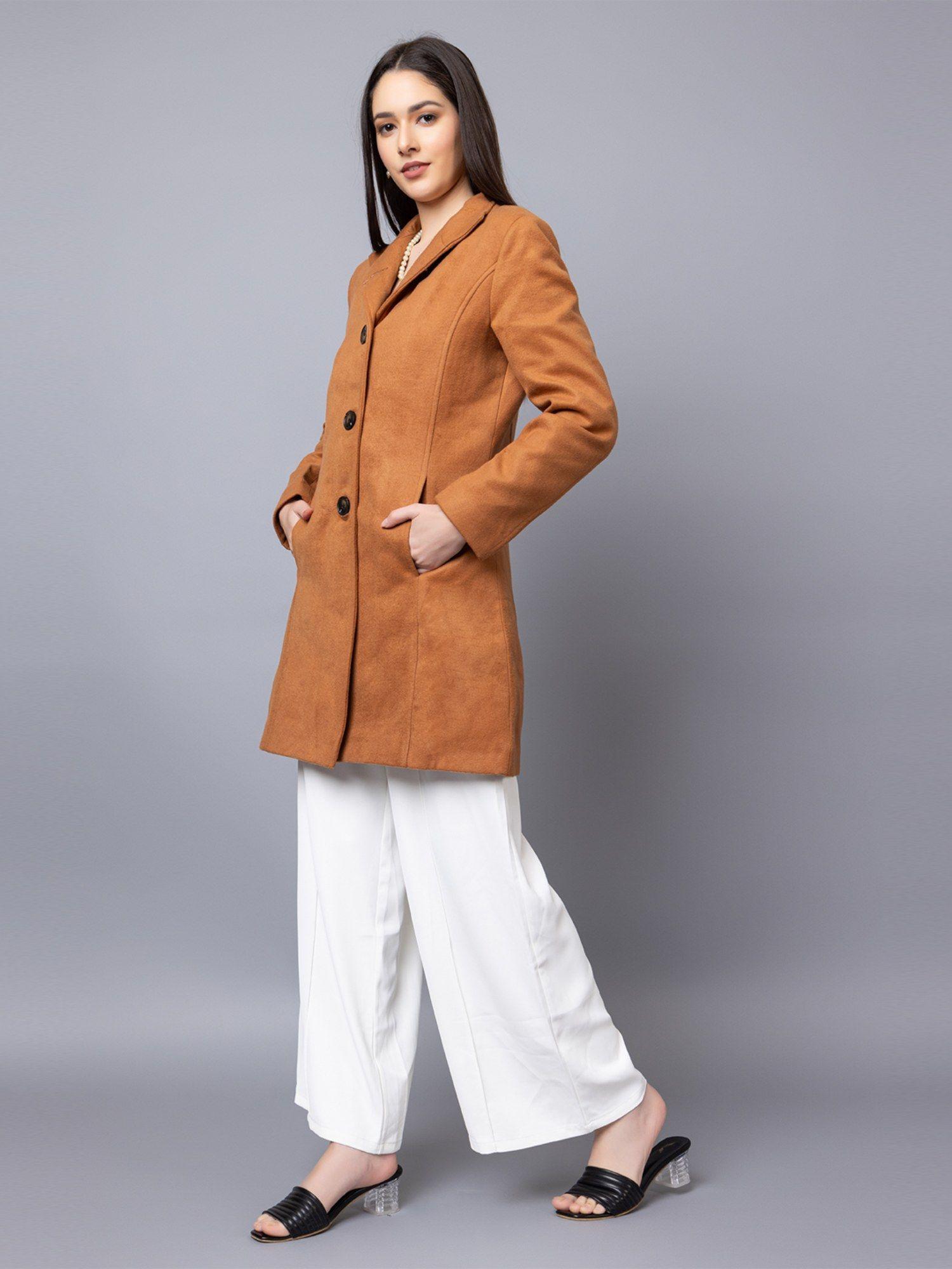 women winter wear stylish tan coat