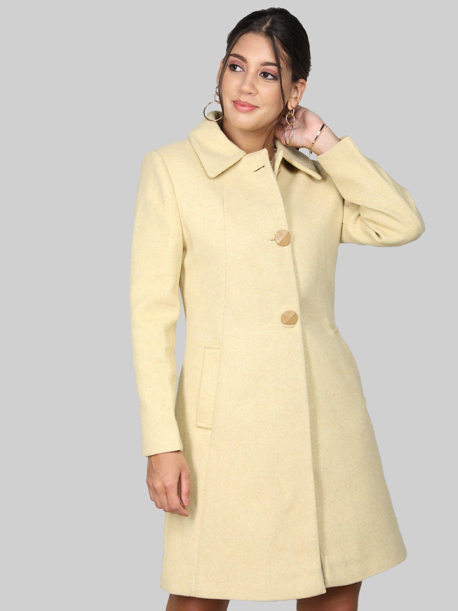 women winter wear stylish yellow coat