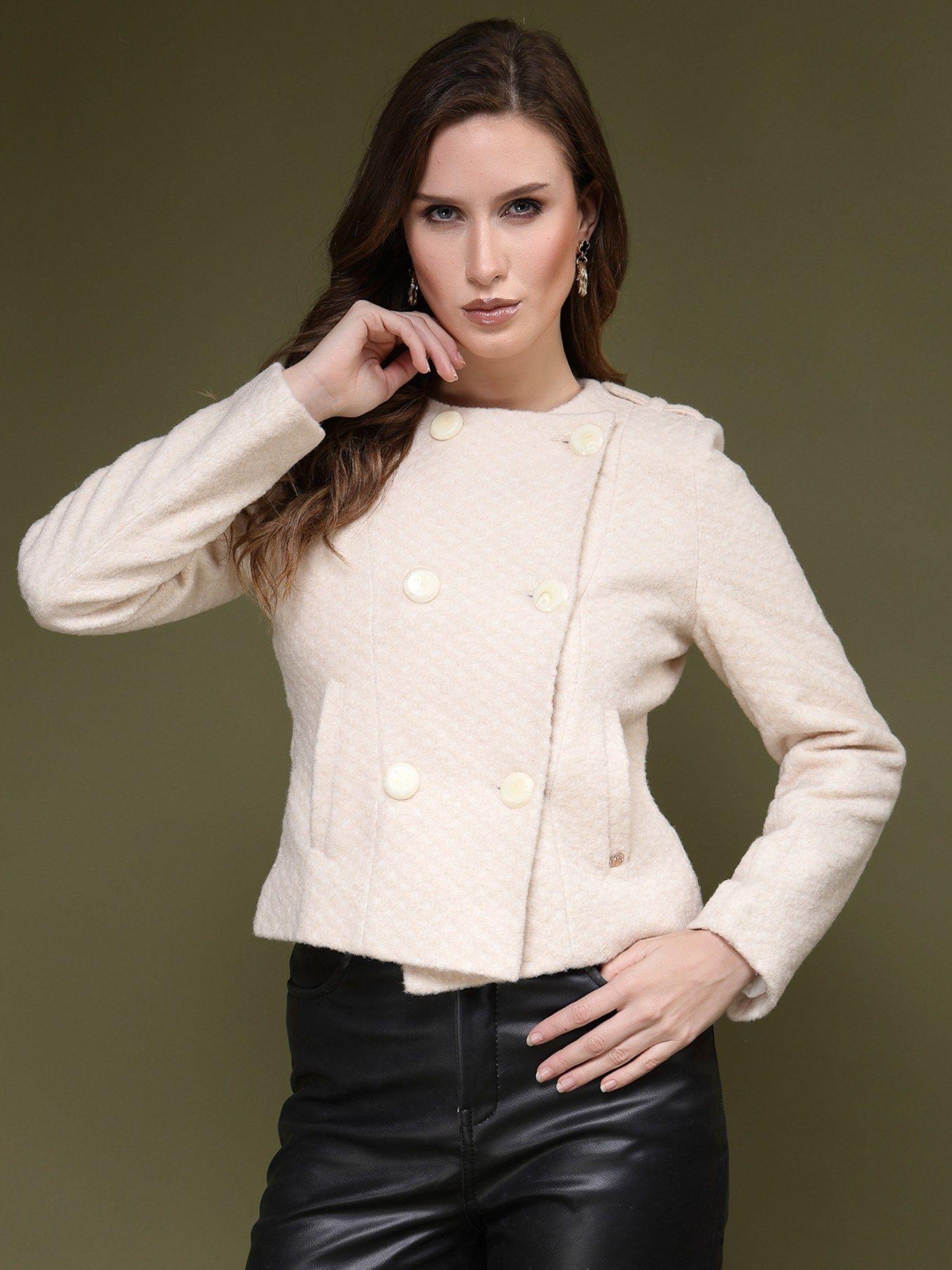 women winterwear off white solid over coat