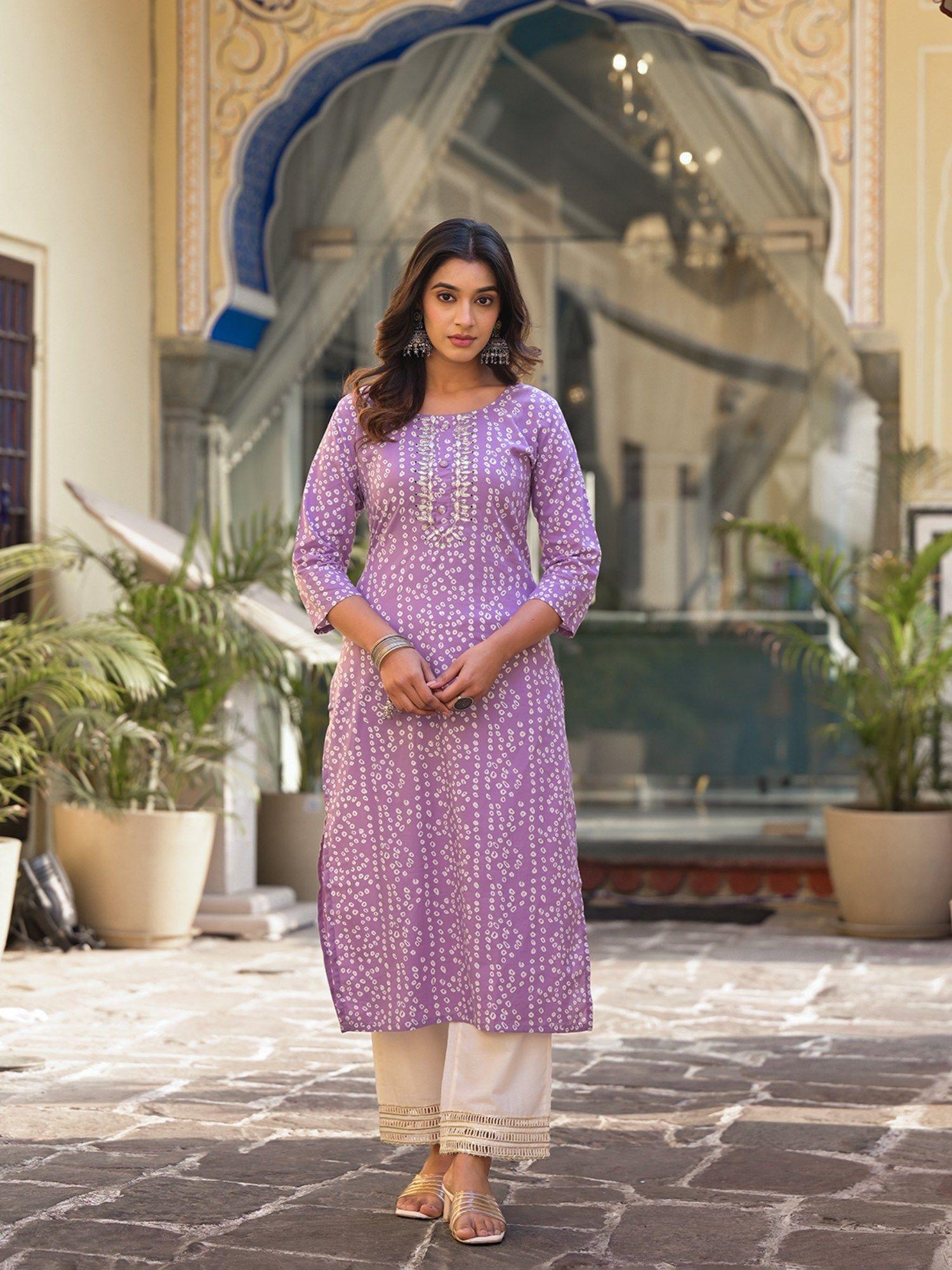 women workwear lavender printed kurta