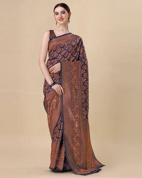 women woven banarasi saree with contrast border