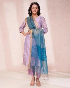 women woven dupatta with tassels