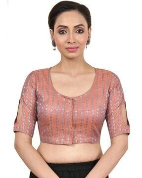 women woven front-open blouse