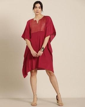 women woven kaftan dress