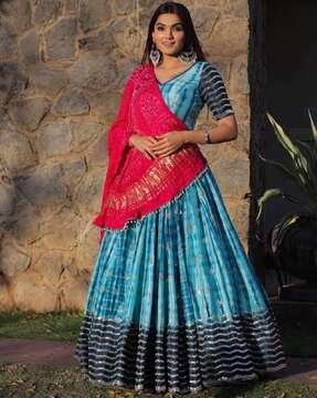 women woven lehenga choli set with dupatta