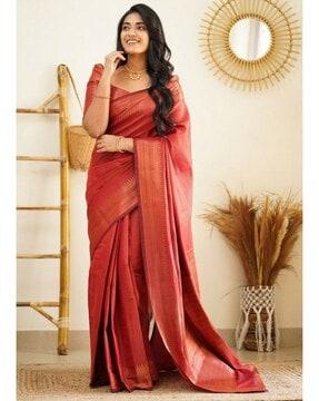 women woven saree with blouse piece