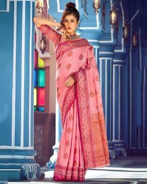 women woven saree with contrast border