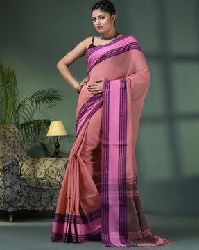 women woven saree with contrast border