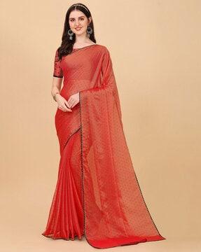 women woven saree with contrast border