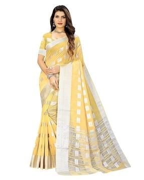 women woven saree with contrast border