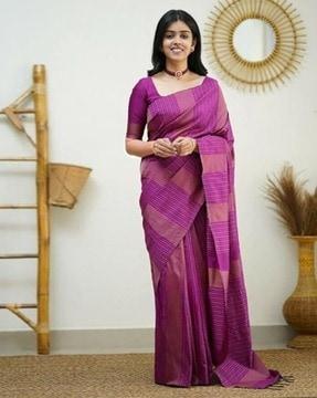 women woven saree with contrast border