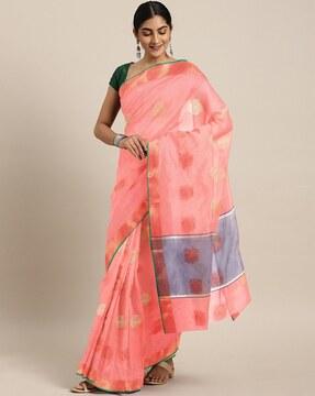 women woven saree with contrast border