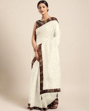 women woven saree with contrast border