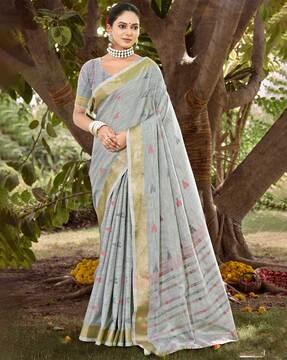 women woven saree with contrast border