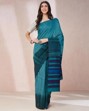 women woven saree with contrast border