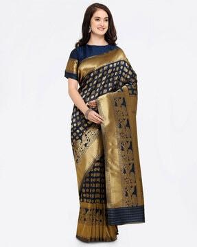 women woven saree with zari border